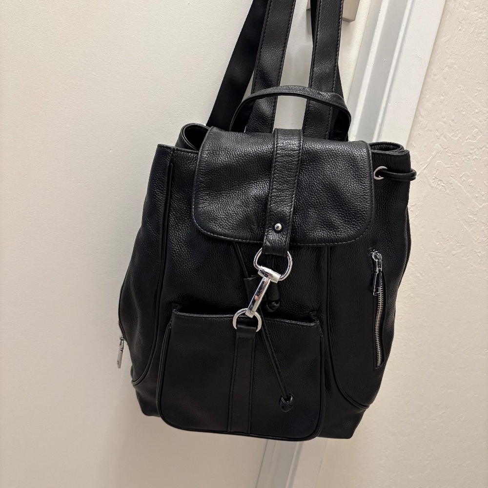 Coolcy leather backpack with drawstring and clip
